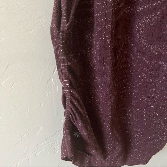 Athleta Speedlight Glow Sparkly Racerback Ruched Tank Top Purple Size S - Picture 3 of 5